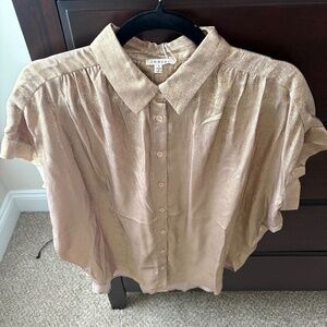 Small Gold Jodiful Short Sleeve Button Front Blouse